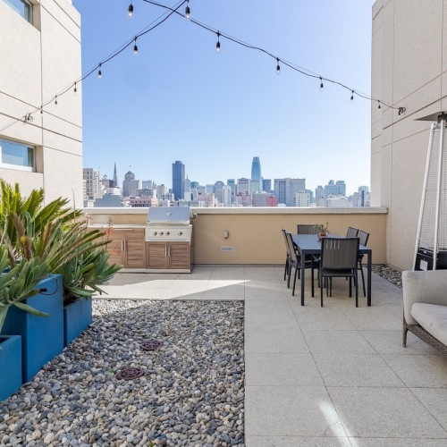 balcony with plants and seating