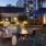 rooftop terrace at dusk